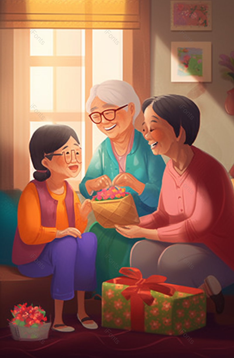 手绘卡通一家人礼物家插画,插画/手绘图,插画/手绘图库,插画/手绘图下载,插画/手绘